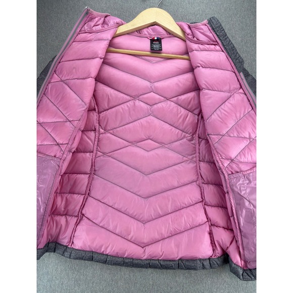 Gerry Girls Gray Heather Puffer Jacket Lightweight Hooded Full Zip Size L 14/16 - Picture 9 of 14